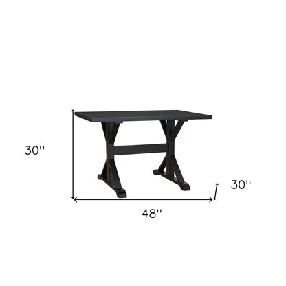 48" Black Solid Wood Trestle Base Dining Table - Loft&Timber