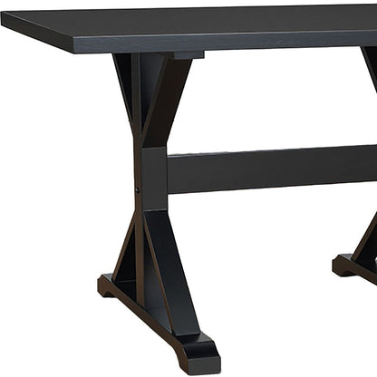 48" Black Solid Wood Trestle Base Dining Table - Loft&Timber