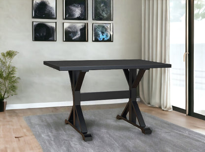 48" Black Solid Wood Trestle Base Dining Table - Loft&Timber