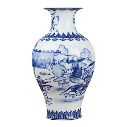 Classic Antique Chinese Blue and White Ceramic Vase - Loft&Timber