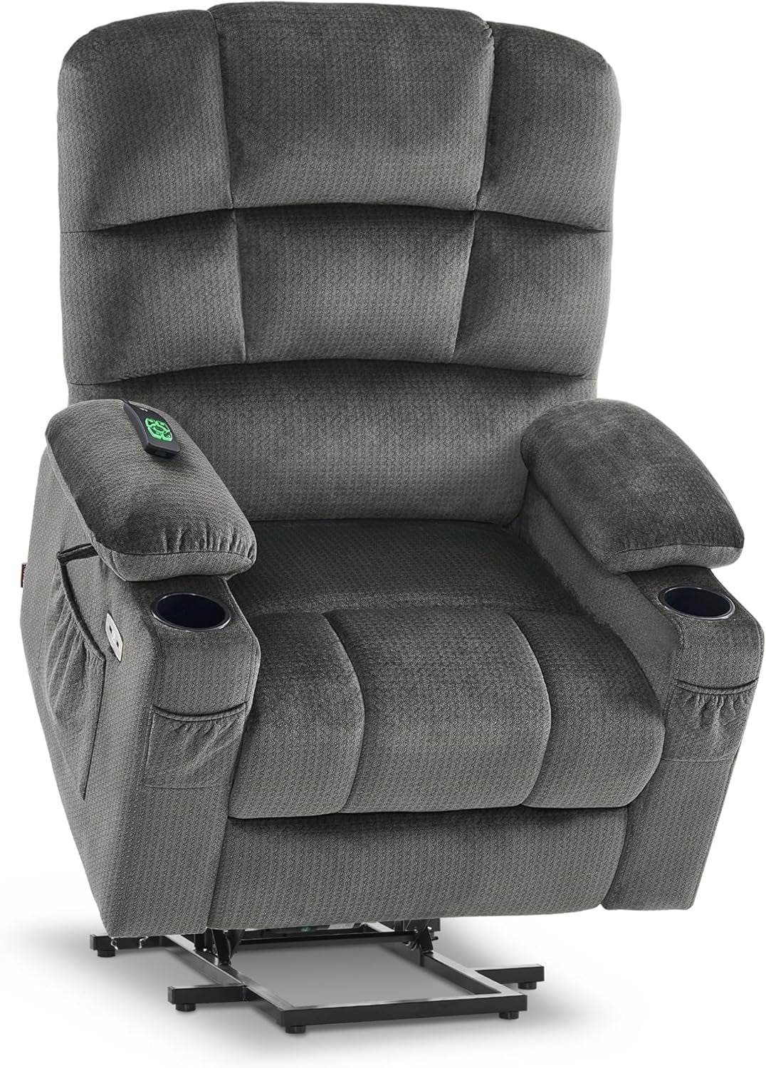 Dual Motor Power Lift Recliner Chair with Massage in Gray - Loft&Timber