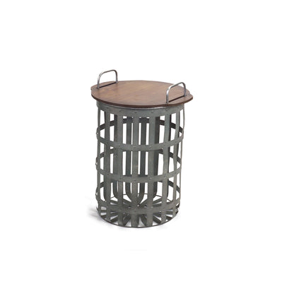 Set of Two 16" Grey And Brown Round End Tables - Loft&Timber