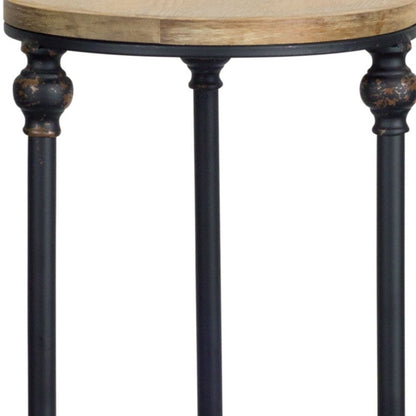 Set of Two 27" Black And Brown Round End Tables - Loft&Timber