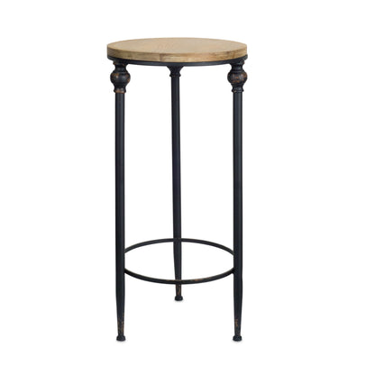 Set of Two 27" Black And Brown Round End Tables - Loft&Timber