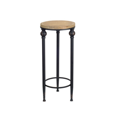 Set of Two 27" Black And Brown Round End Tables - Loft&Timber