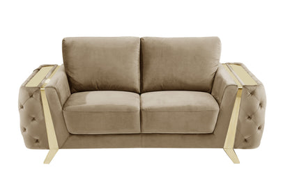 72" Beige And Gold Velvet Loveseat - Loft&Timber