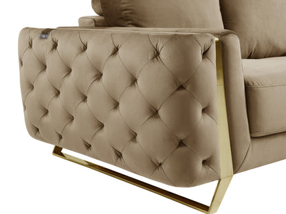 72" Beige And Gold Velvet Loveseat - Loft&Timber