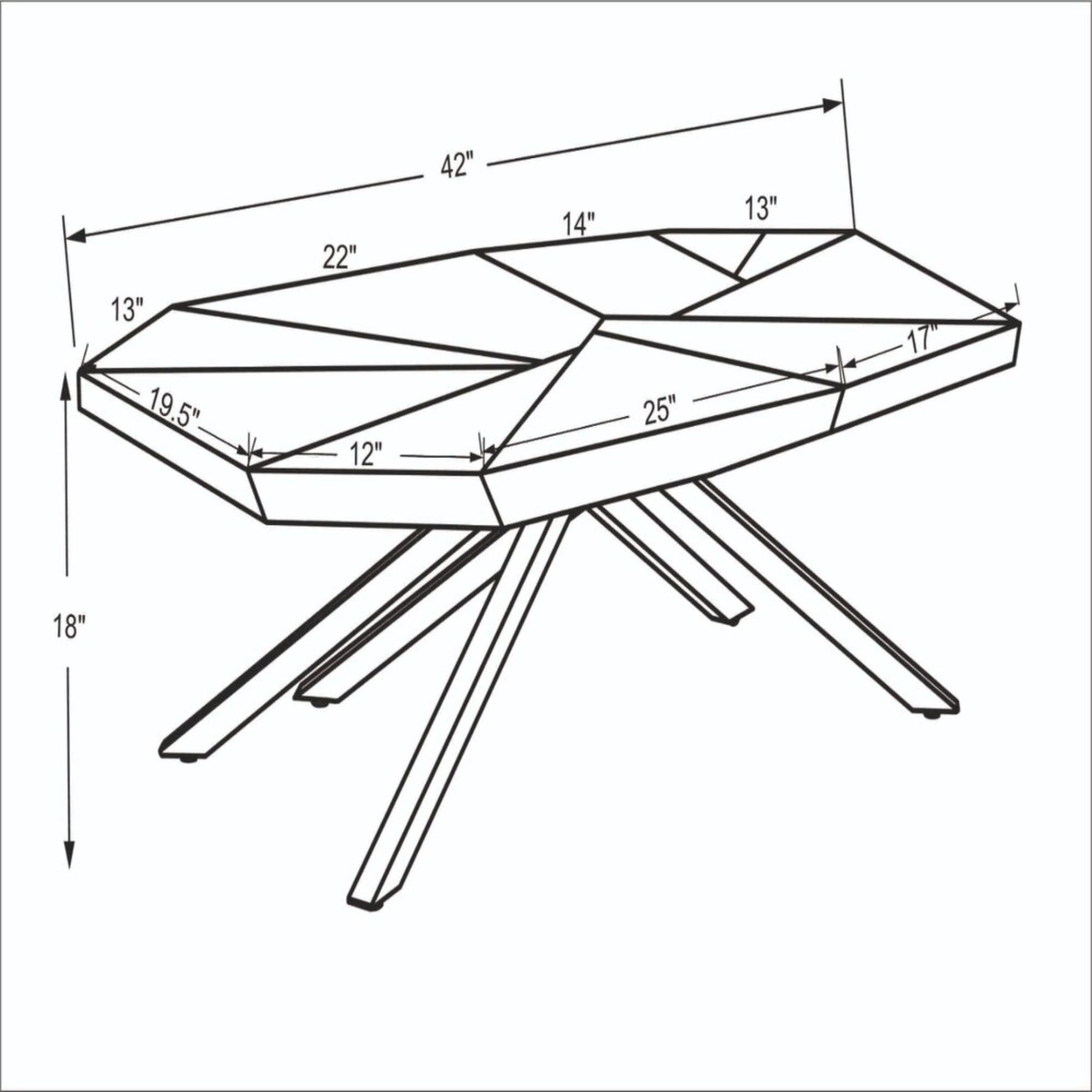 42" Brown And Black Wood And Iron Free Form Coffee Table - Loft&Timber