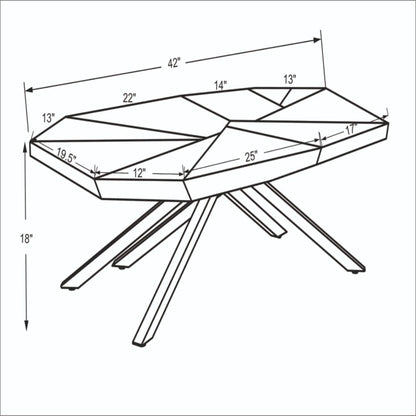 42" Brown And Black Wood And Iron Free Form Coffee Table - Loft&Timber
