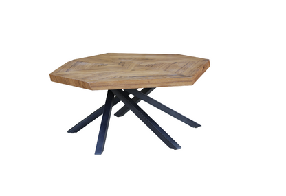 42" Brown And Black Wood And Iron Free Form Coffee Table - Loft&Timber