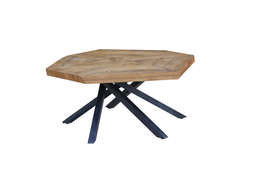 42" Brown And Black Wood And Iron Free Form Coffee Table - Loft&Timber