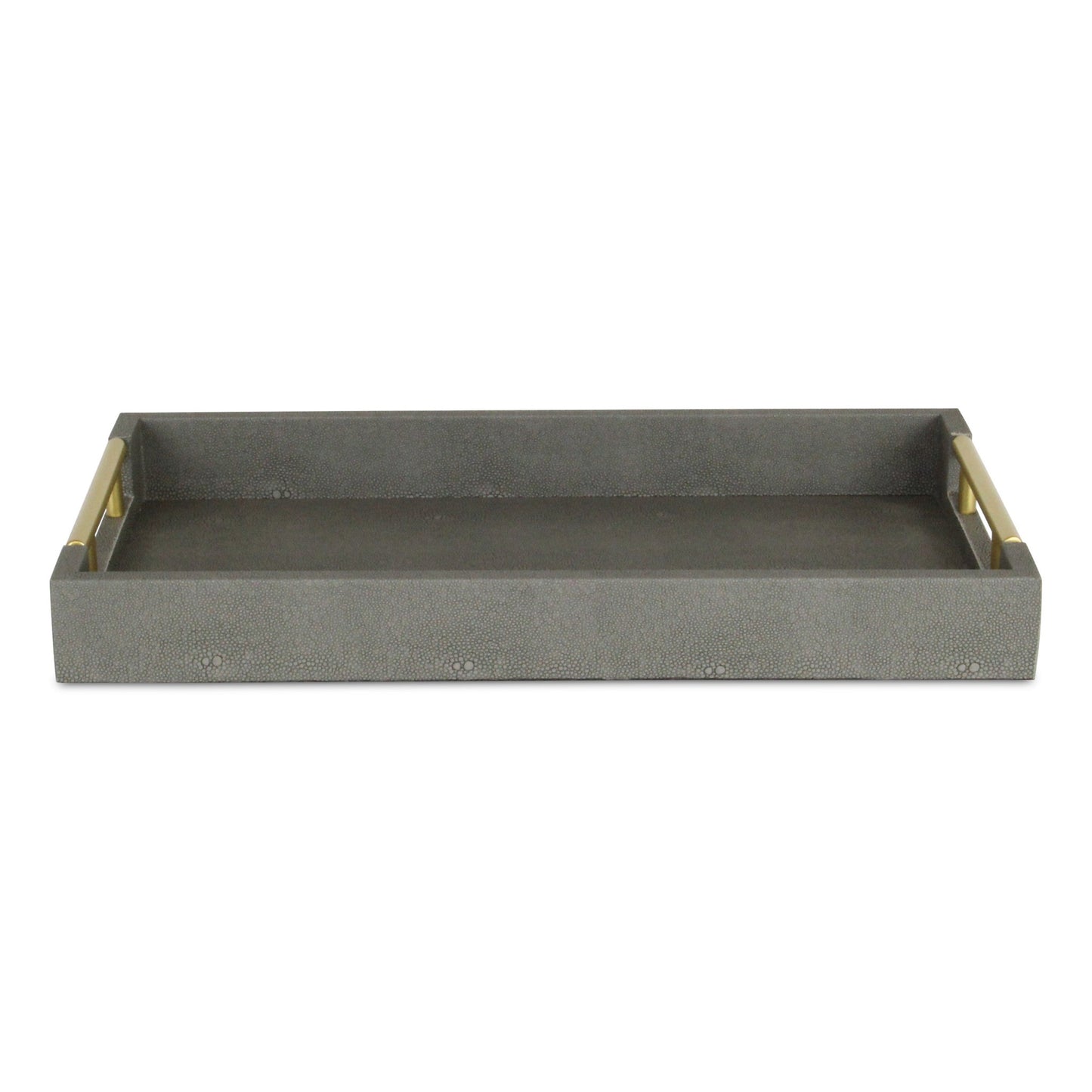 16" Gray Wood Faux Shagreen Serving Tray With Handles - Loft&Timber