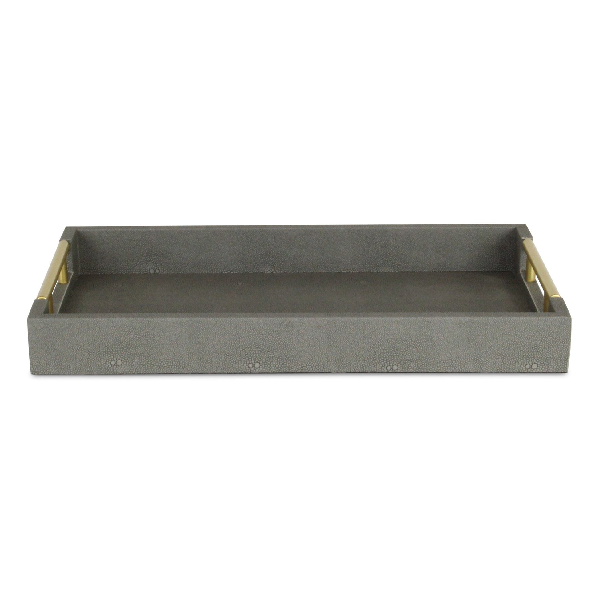 16" Gray Wood Faux Shagreen Serving Tray With Handles - Loft&Timber