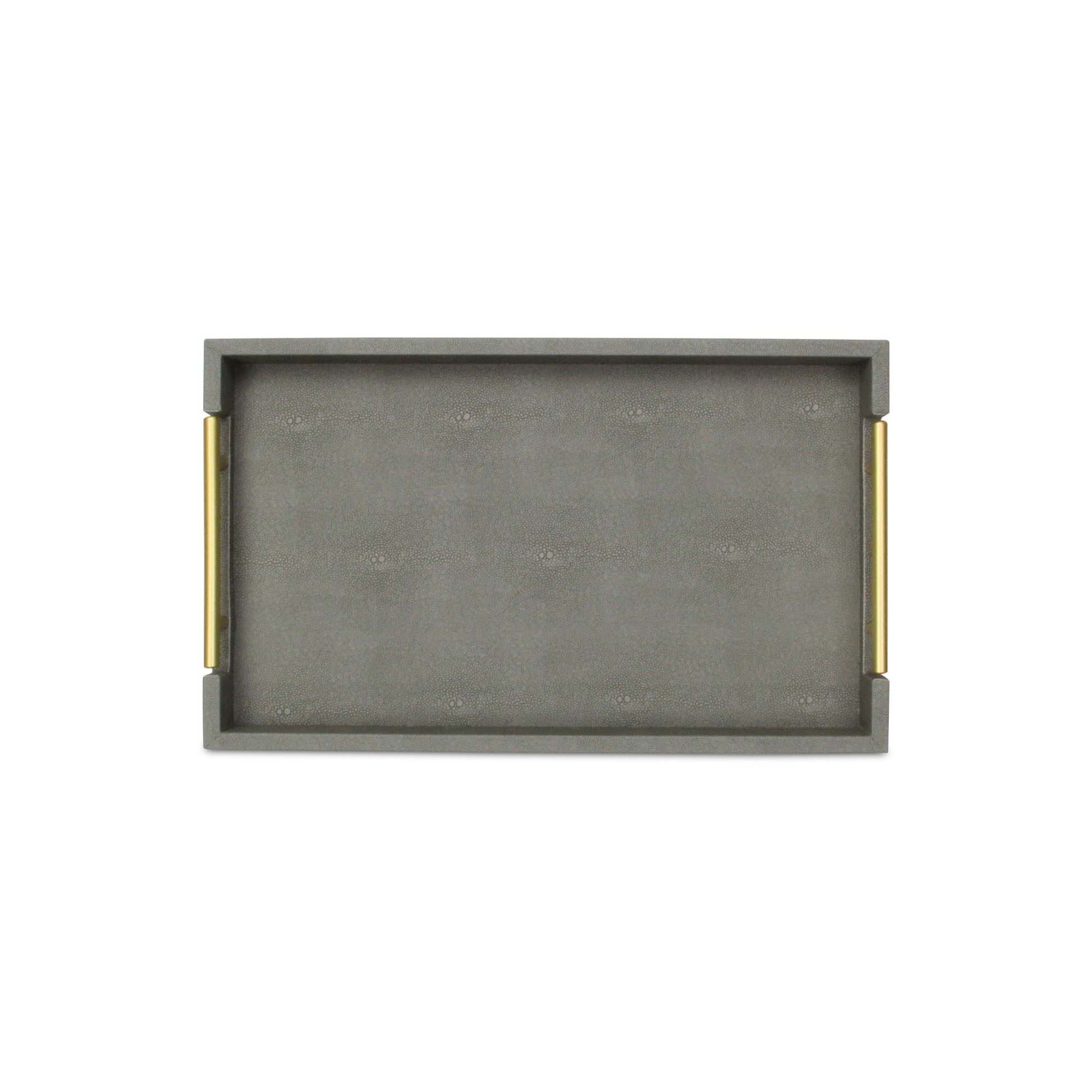 16" Gray Wood Faux Shagreen Serving Tray With Handles - Loft&Timber