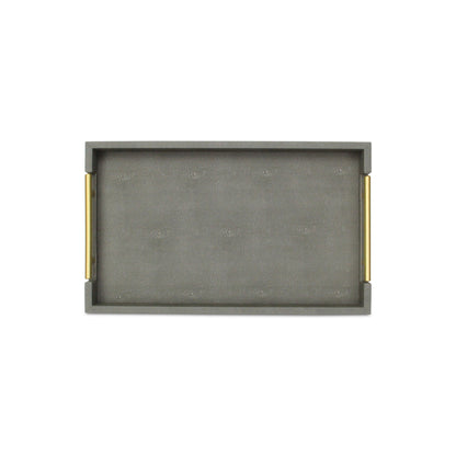 16" Gray Wood Faux Shagreen Serving Tray With Handles - Loft&Timber