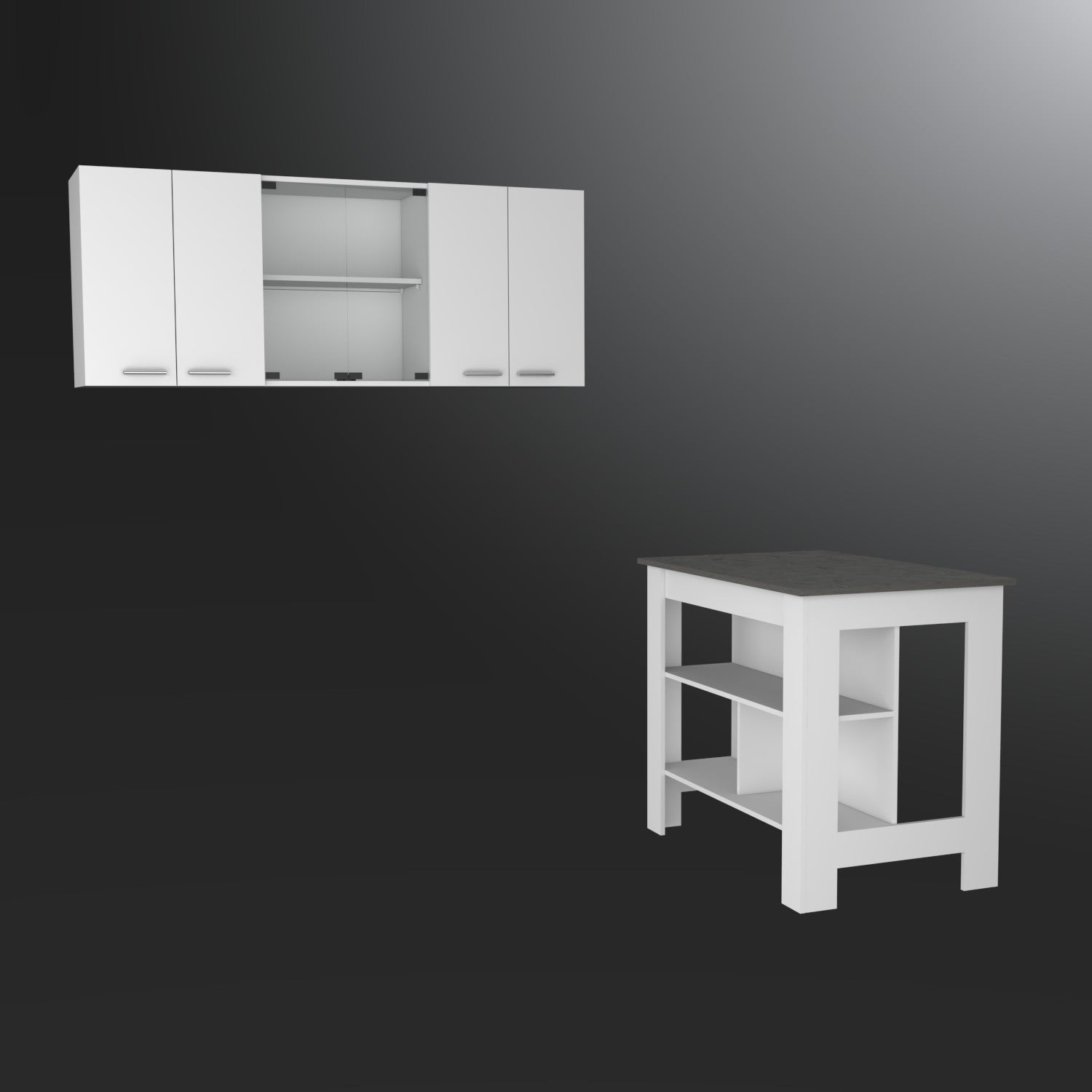 41" Gray and White Wood Kitchen Island Set With Storage - Loft&Timber