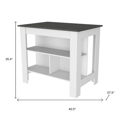 41" Gray and White Wood Kitchen Island Set With Storage - Loft&Timber