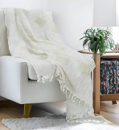 Natural Woven Cotton Throw Blanket - Loft&Timber