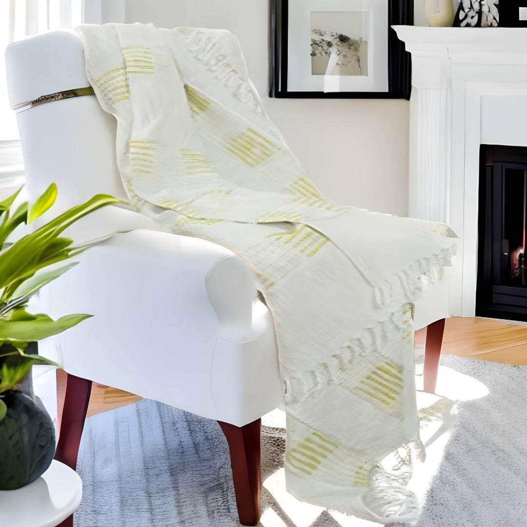 Yellow Woven Cotton Throw Blanket - Loft&Timber