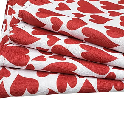 Charlo's Cloth Napkins Set of 4 Heart l 16" by 16" - Red - Loft&Timber