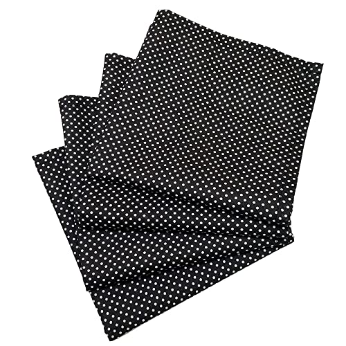 Charlo's Set of 4 Black Polka Dot 100% Cotton Cloth Napkins 15" by 15" Washable Reusable - Loft&Timber