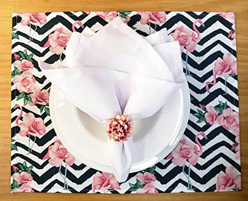 Set of 4 Waterproof Rectangular Placemats Flamingo Sweetness 17X13 - Loft&Timber