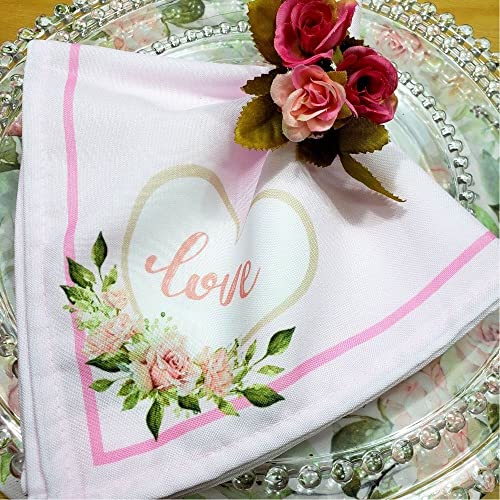 Charlo's Cloth Napkins Set of 4 Love Heart 16" by 16" - Pink - Loft&Timber