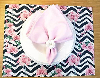 Set of 4 Waterproof Rectangular Placemats Flamingo Sweetness 17X13 - Loft&Timber