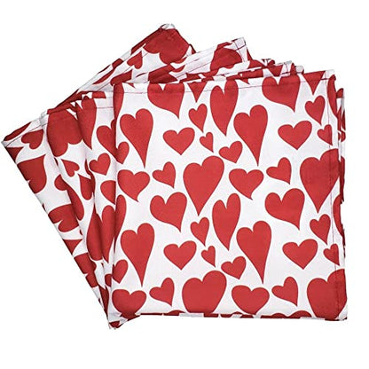 Charlo's Cloth Napkins Set of 4 Heart l 16" by 16" - Red - Loft&Timber