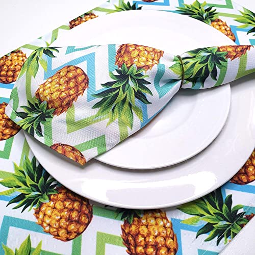 Charlo's Cloth Napkins Set of 4 Pineapple Zigzag 16" by 16" - Green - Loft&Timber