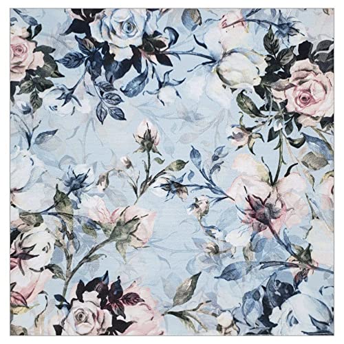 Charlo's Cloth Napkins Set of 4 Floral Vintage Blue by Charlo 16" by 16" - Blue - Loft&Timber