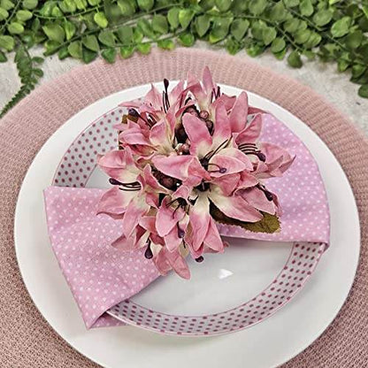 Maison Charlo Set of 4 Rose Pink Lilies Flower Celebration Napkin Rings - Loft&Timber