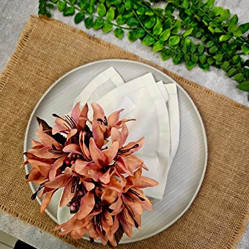 Maison Charlo Set of 4 Salmon Vintage Lilies Flower Celebration Napkin Rings - Loft&Timber