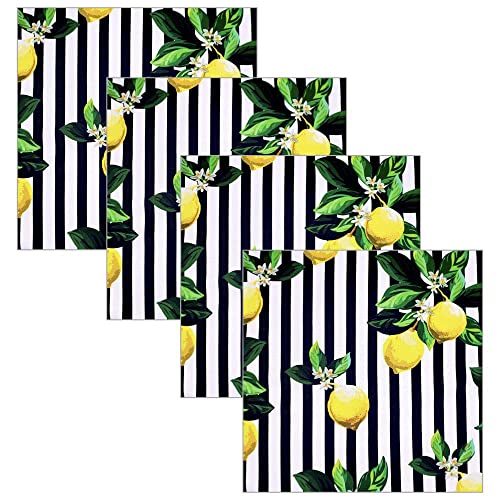 Charlo's Cloth Napkins Set of 4 Charlo's Sicilian Lemon 16" by 16" - Black - Loft&Timber