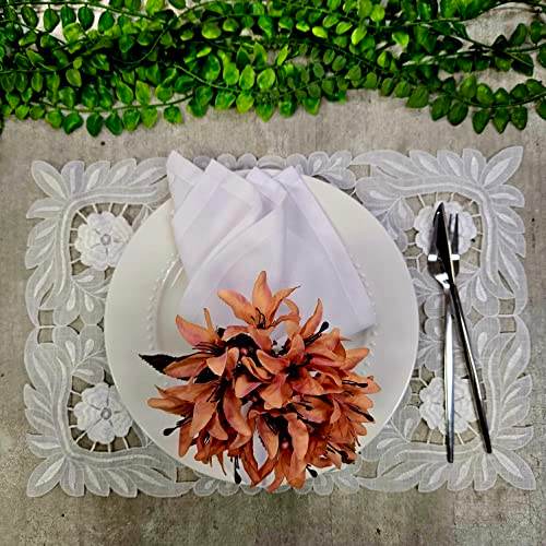 Maison Charlo Set of 4 Salmon Vintage Lilies Flower Celebration Napkin Rings - Loft&Timber