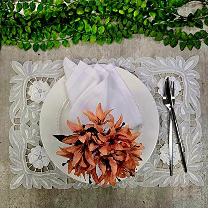 Maison Charlo Set of 4 Salmon Vintage Lilies Flower Celebration Napkin Rings - Loft&Timber