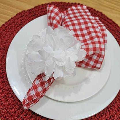 Charlo's Set of 10 White Snow Chrysanthemum Napkin Rings for dining table decor - Loft&Timber