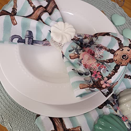 Charlo's Cloth Napkins Set of 4 Cancun Seas 16" by 16" Dining Table Decor, Reusable Napkins - Loft&Timber