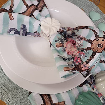 Charlo's Cloth Napkins Set of 4 Cancun Seas 16" by 16" Dining Table Decor, Reusable Napkins - Loft&Timber