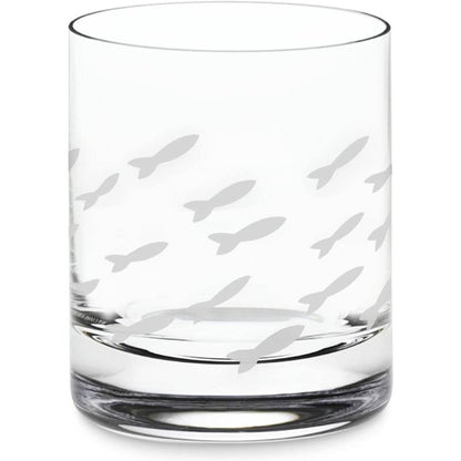 Fish Old Fashion Drinking Glasses, Fish Glasses For White and Red Wine, Water or Whiskey, by The Wine Savant, Each Glass Is Individually Sand Etched - Fish Wine Glasses - Loft&Timber