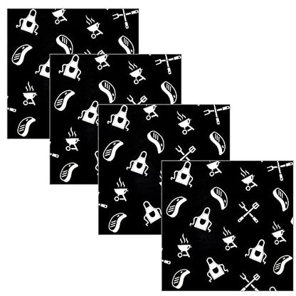 Charlo's Cloth Napkins Set of 4 Beef Gourmet 16" by 16" - Black - Loft&Timber