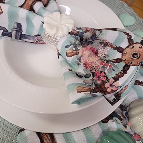 Charlo's Cloth Napkins Set of 4 Cancun Seas 16" by 16" Dining Table Decor, Reusable Napkins - Loft&Timber