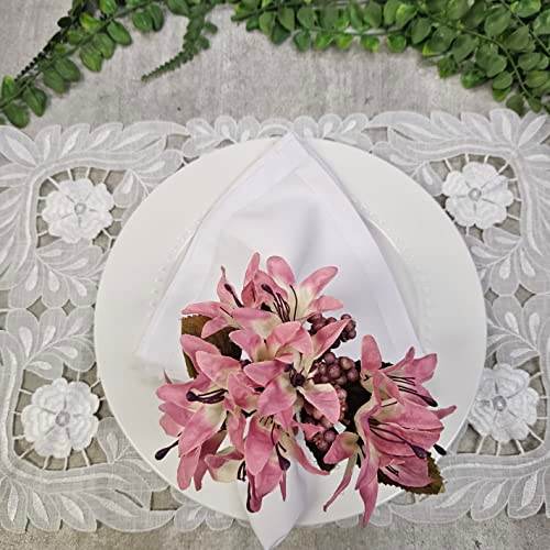 Maison Charlo Set of 4 Rose Pink Lilies Flower Celebration Napkin Rings - Loft&Timber