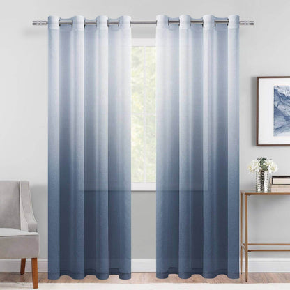 DWCN Faux Linen Ombre Sheer Curtains, Set of 2 Panels - Loft&Timber