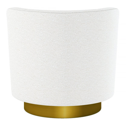 28" White and Gold Boucle Swivel Barrel Chair - Loft&Timber