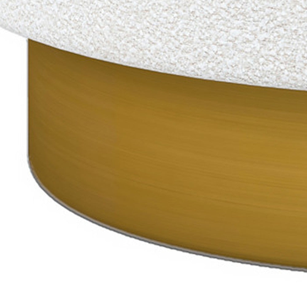 28" White and Gold Boucle Swivel Barrel Chair - Loft&Timber