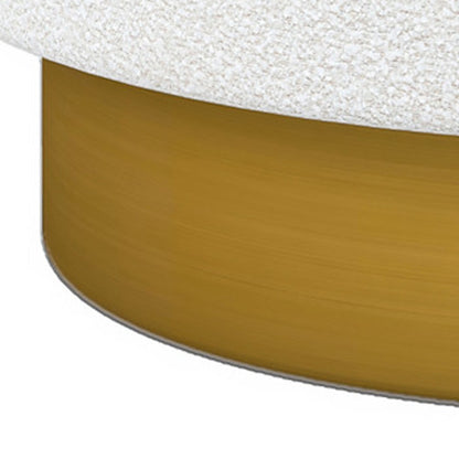 28" White and Gold Boucle Swivel Barrel Chair - Loft&Timber