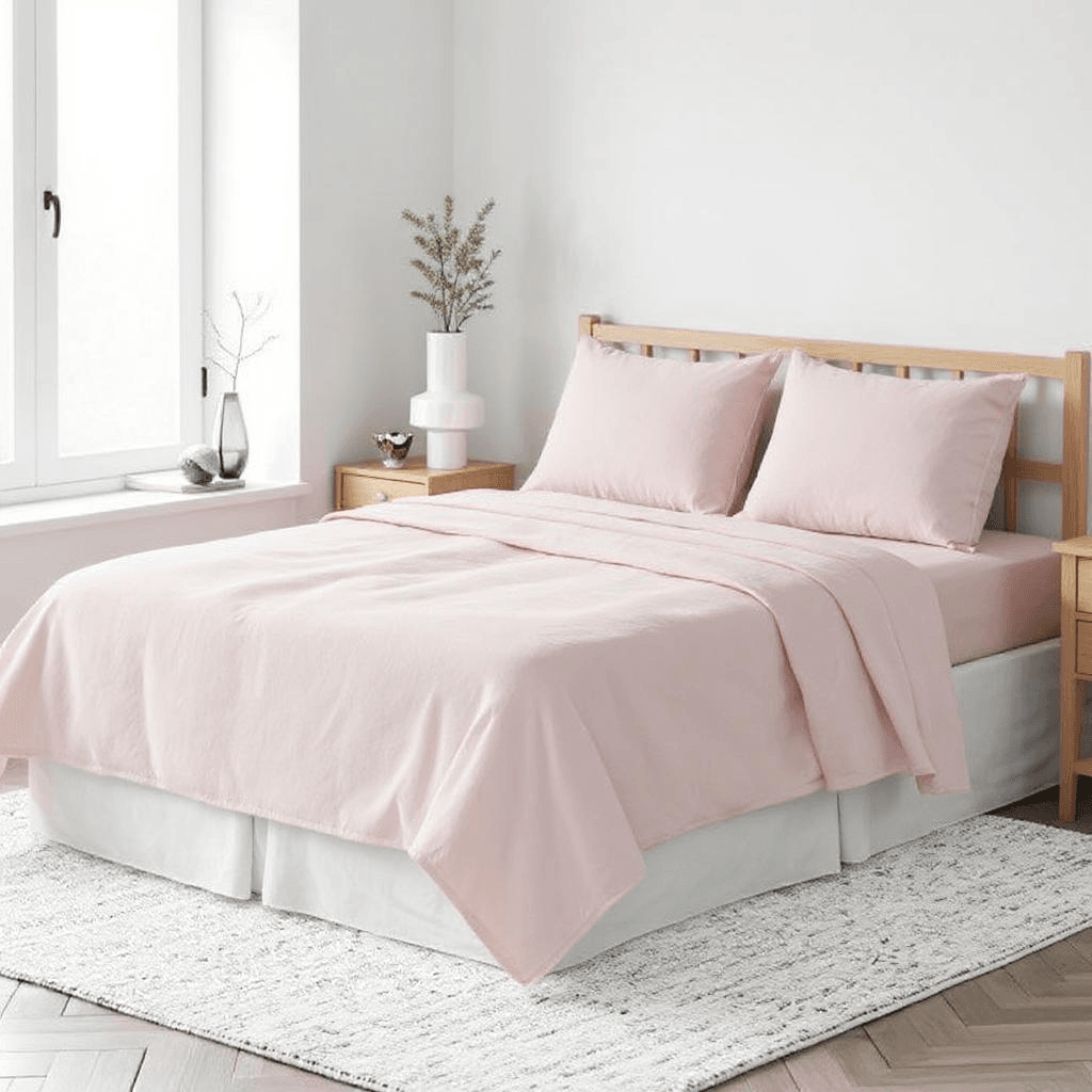 Light Pink Linen Full Double Flat Sheet - Loft&Timber