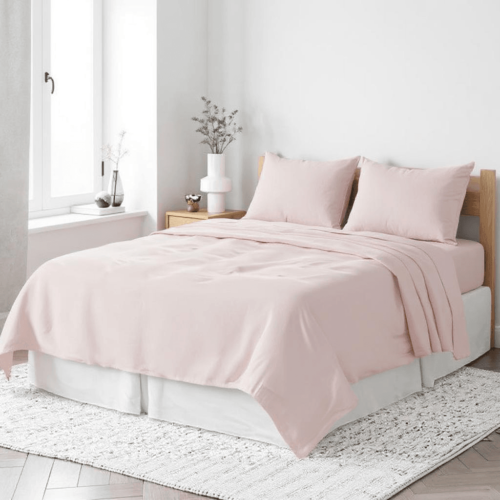 Light Pink Linen King Flat Sheet - Loft&Timber