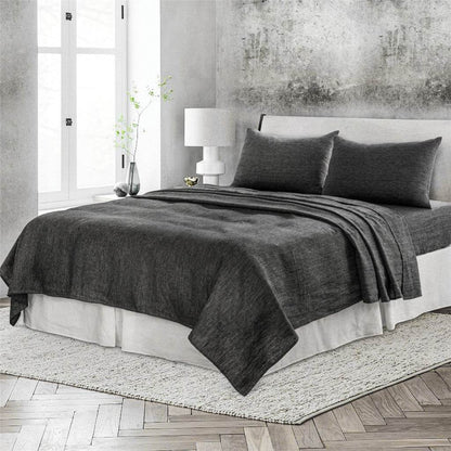 Onyx Linen King Flat Sheet - Loft&Timber